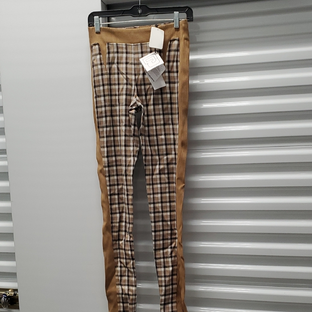 Paco Rabanne Plaid Pants with Tan Accents